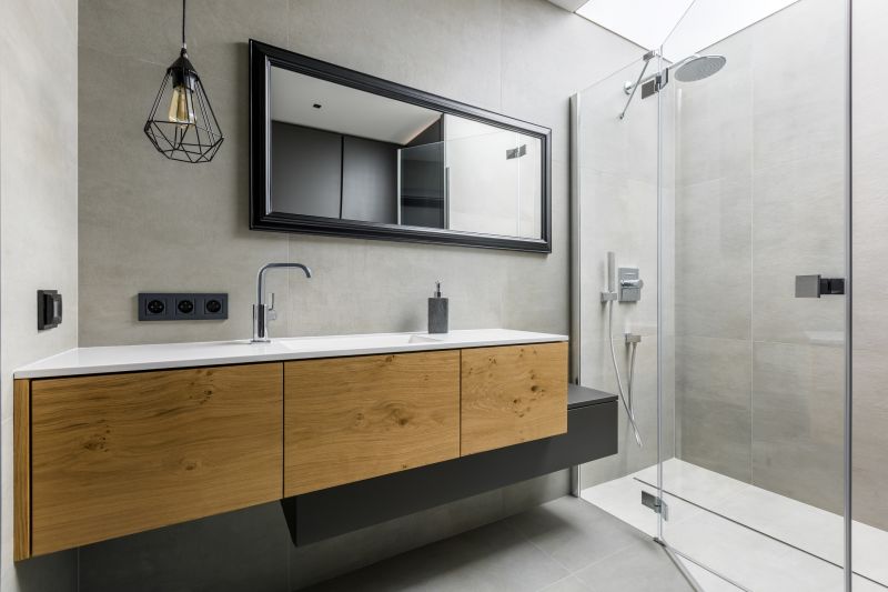 Minimalist bathroom with floating vanity and neutral tones